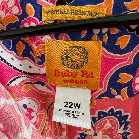 Ruby Rd. Red and White Pattern Blouse - Picture 2 of 3